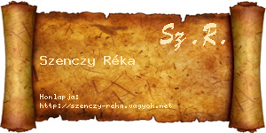 Szenczy Réka névjegykártya